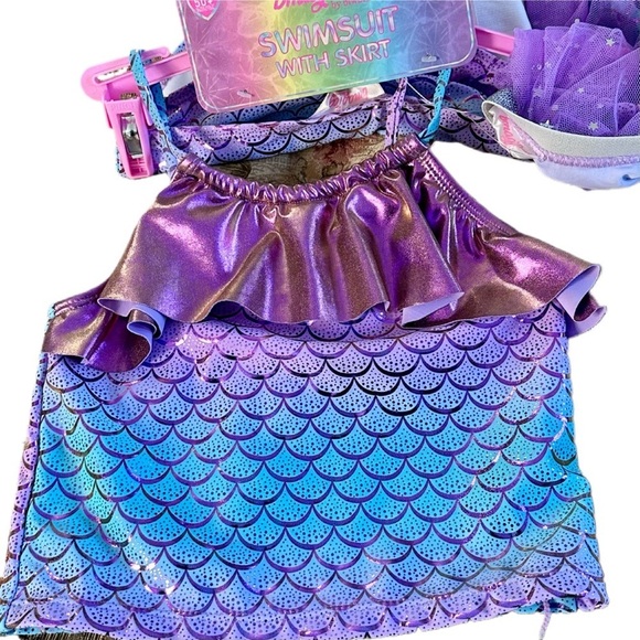 btween bmagical 3Pc Mermaid Skirt Tankini Set Girls Size 8 UPF 50 Multicolor NWT - Picture 6 of 11